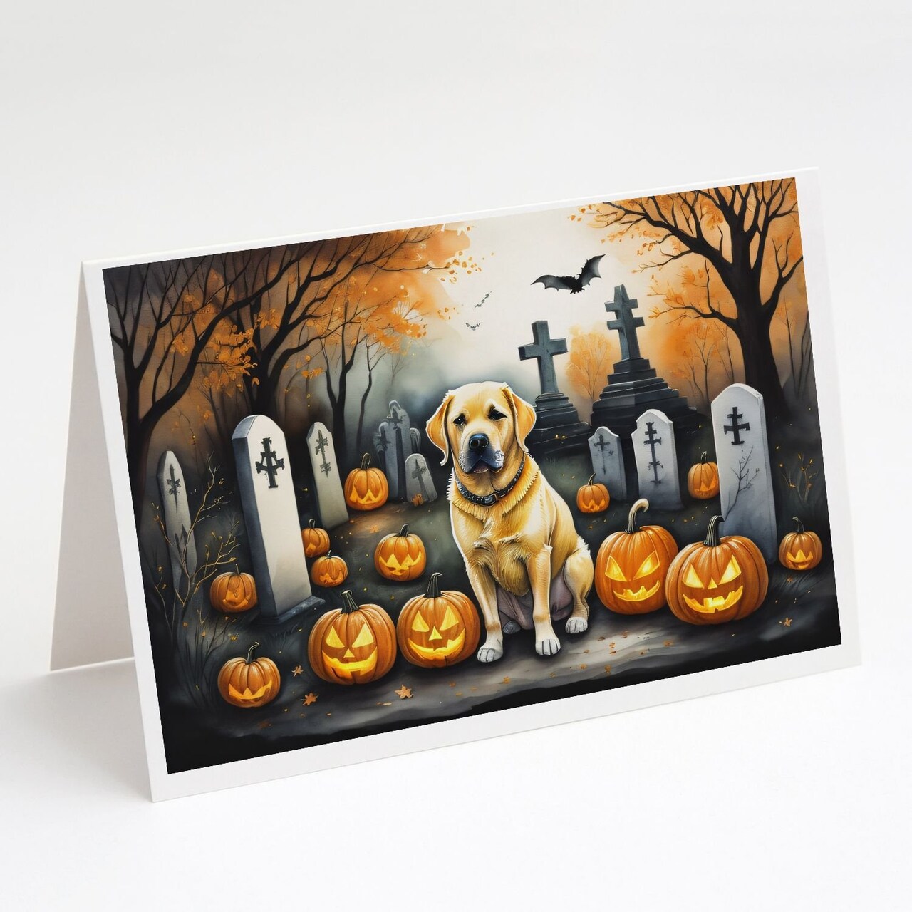 Edge Collections - 5" x 7" - Yellow - Labrador Retriever Halloween Greeting Cards - 8 Pieces